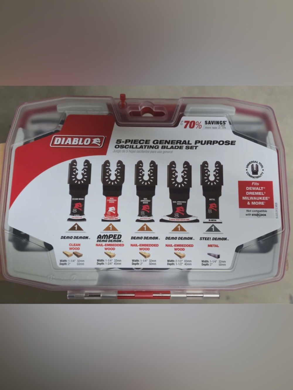 5-Piece Oscillating Blade Set - Black/Red